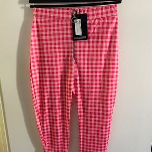 Plaid leggings with a zipper